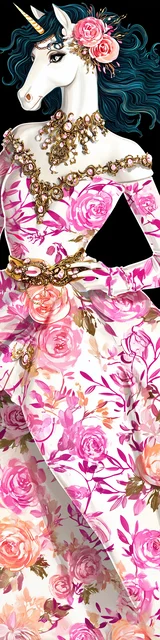 Free dragon bookmark with a fancy couture-dressed unicorn